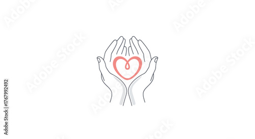 Hands Holding a Heart - Symbol of Love, Care, and Support.