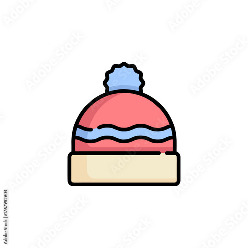 Winter hat keeps head warm during cold weather with snow falling softly, creating a cozy and comforting atmosphere.