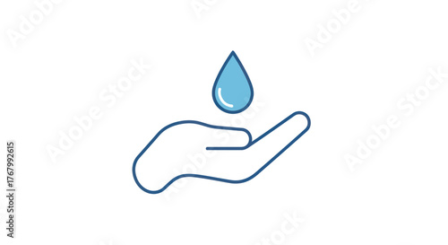 Hand holding water droplet representing environmental conservation and care.