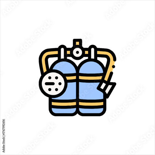 Scuba diving equipment for underwater exploration resting on white surface representing adventure and marine life exploration.