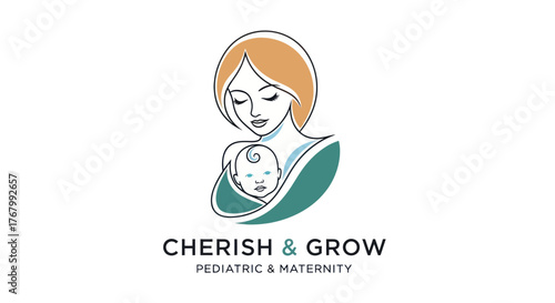 Mother and baby logo for pediatric and maternity services.