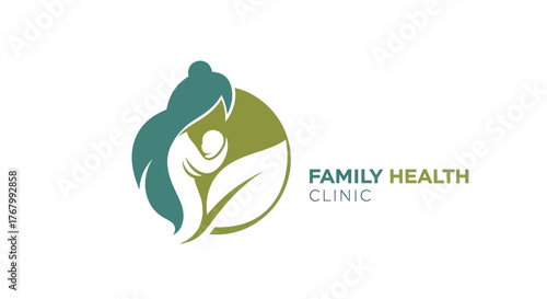 Stylized Mother and Child Logo for Family Health Clinic.