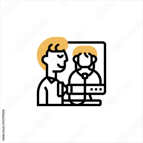 Doctor consults with patient via video call, providing remote healthcare and support during telehealth appointment, fostering connection and care.