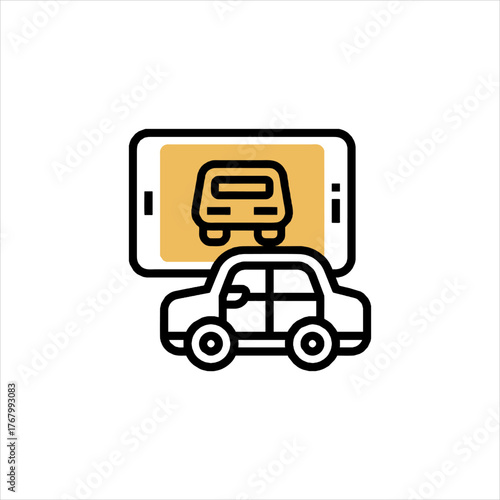 Car displayed on a smartphone screen represents modern transportation technology and convenience, suggesting a seamless integration of digital tools into daily life.