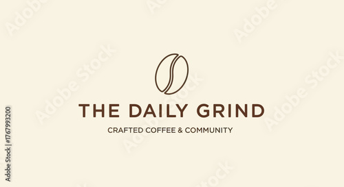 The Daily Grind Coffee Shop Logo with Coffee Bean Icon.