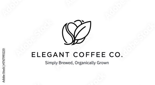 Elegant Coffee Co. logo with coffee bean and leaves.