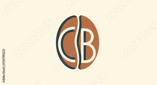 Creative CB letter monogram logo inside a coffee bean shape.
