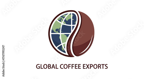 Global Coffee Exports Logo Depicting Earth and Coffee Bean.