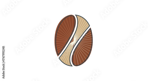 Stylized coffee bean logo with radiating lines and a central split design.