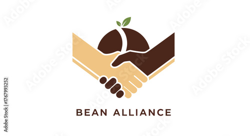 Bean Alliance logo featuring diverse hands shaking over a coffee bean sprout.