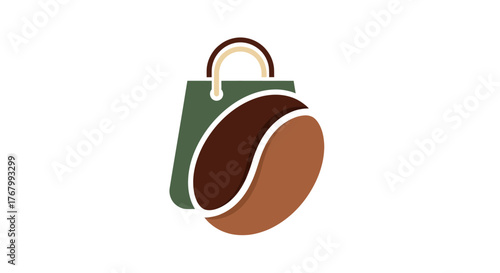 Coffee Bean and Shopping Bag Logo Design for Coffee Shop.