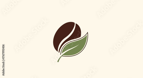A single coffee bean with a green leaf symbol.