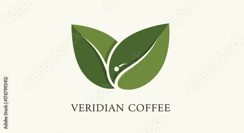 Veridian Coffee Logo Depicting Green Leaves and Brand Name.