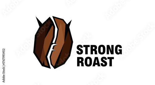 Strong Roast Coffee Bean Logo Design with Bold Typography and Modern Style.