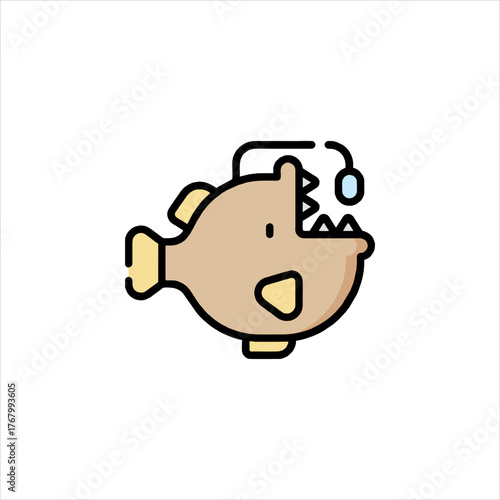 Anglerfish swimming in the deep ocean with bioluminescent lure to attract prey in a mysterious, underwater world.