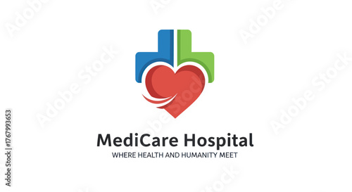 Medicare Hospital Logo Featuring a Heart and Cross Symbol.