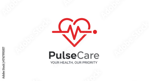 PulseCare logo with heart shape and ECG line for health monitoring.