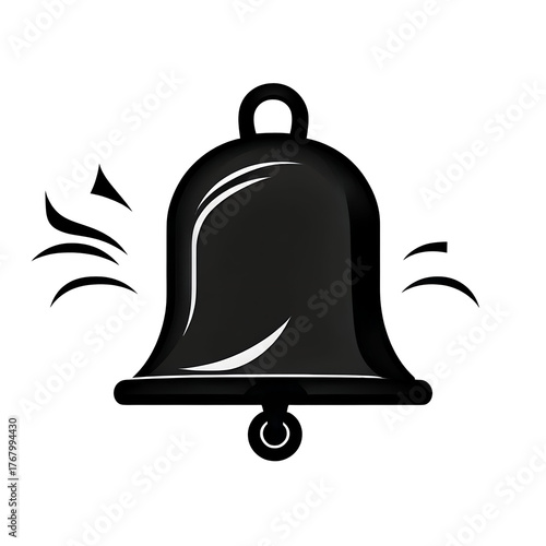 Modern Black Notification Bell Icon with White Glowing Highlights on Dark Background