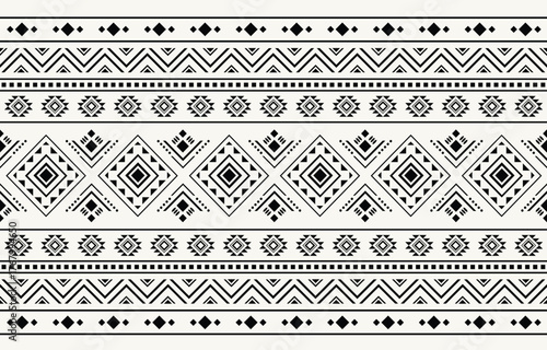 Ethnic tribal  black and white native american  bohemian stripe background. Seamless tribal pattern, folk embroidery,  geometric  ornament. Traditional design for fabric, textile,  rug,  carpet

