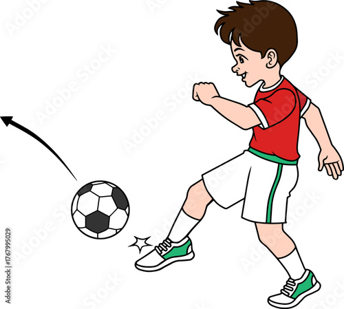Canvastavla kick the ball with the instep vector illustration isolated on white background
