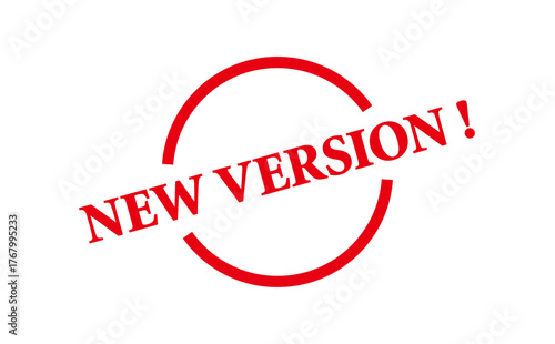 NEW VERSION ! - NEW VERSION ! text written on Red Rubber Stamp 
