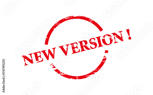 NEW VERSION ! - NEW VERSION ! text written on Red Rubber Stamp 
