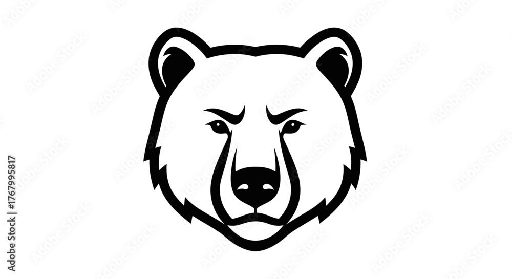 Obraz premium Bold and graphic bear head illustration for apparel, branding and wildlife design elements