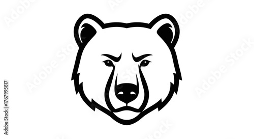 Bold and graphic bear head illustration for apparel, branding and wildlife design elements