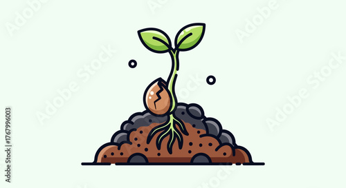 Illustrative depiction of a sprouting seed showcasing new life and growth process