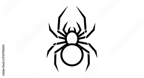 Stylized arachnid vector illustration showcasing a bold black geometric design on white