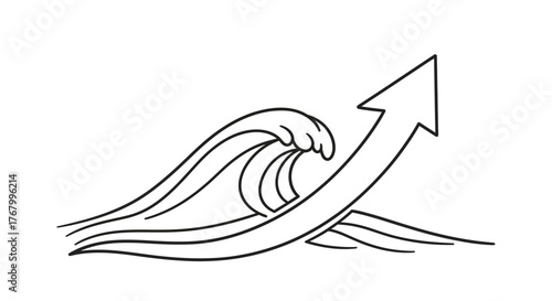 Rising wave of progress: A minimalist representation of upward trends and growth momentum