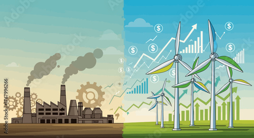 From pollution to progress showcasing a shift towards clean energy and financial growth through
