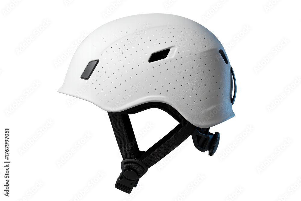 Fototapeta premium White climbing helmet providing head protection for sport