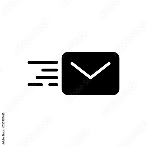 Express delivery envelope fast mail flat black icon

