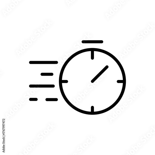 Outline stopwatch express delivery time line art icon
