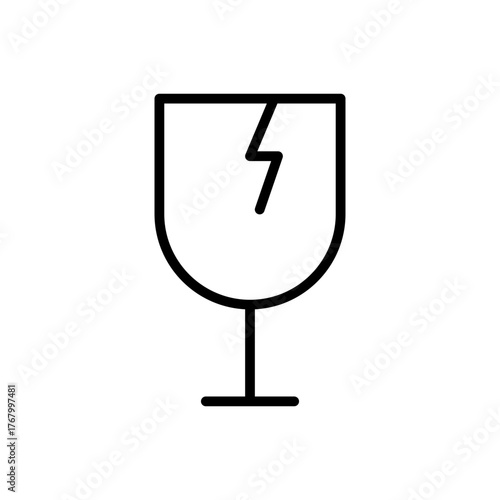 Outline fragile item warning glass symbol line art icon
