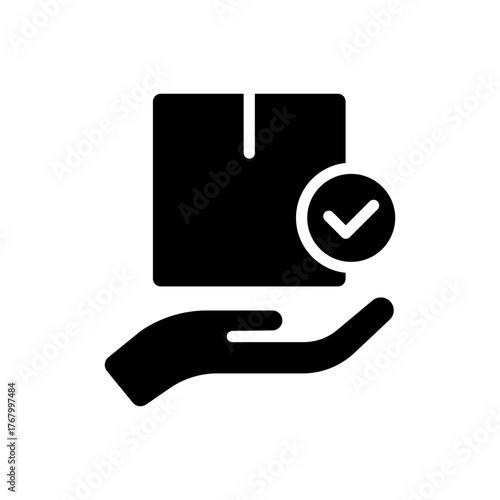 Package delivered received complete checkmark flat icon

