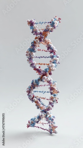 Intricate DNA Helix Structure with Colorful Molecular Components