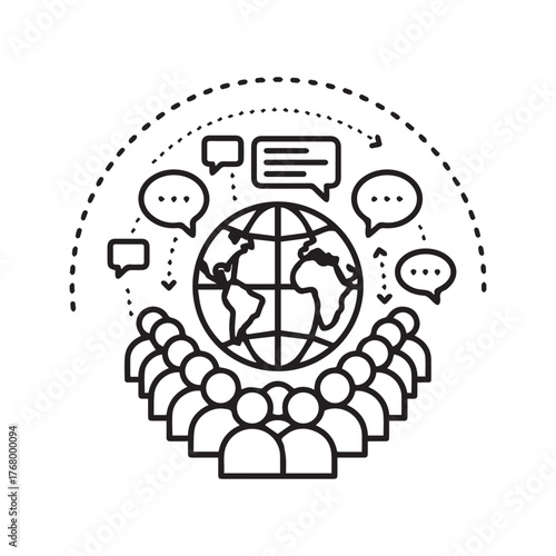 Global Communication Icon - Worldwide Discussion & Network