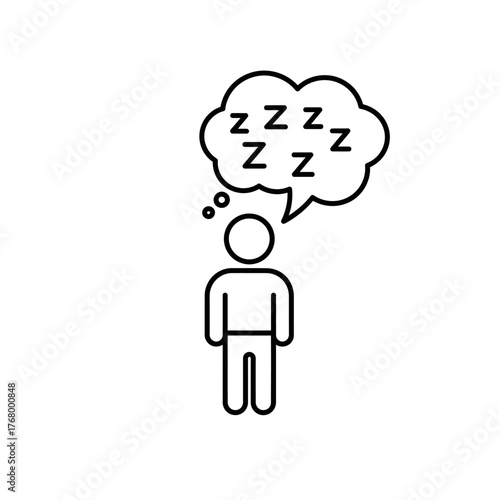 Person with thought bubble indicating sleep or boredom.