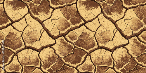 Texture of dry, cracked earth in warm tones, showcasing nature's resilience and beauty.