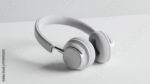 Modern White Headphones on a Minimalist Background for Audiophiles