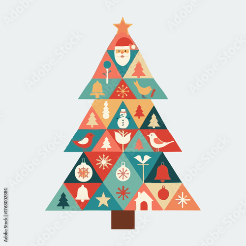 Geometric Christmas Tree Modern Holiday Vector Illustration