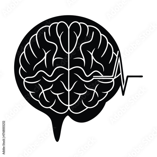 Brain with heartbeat line ecg overlay neurology