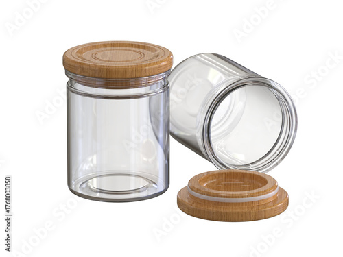 Multipurpose clear glass bottle with lid and can be placed sideways with the lid placed on the side