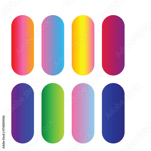 A set of colorful glossy buttons for a vector icon design featuring capsule and pill shapes for medical and health use