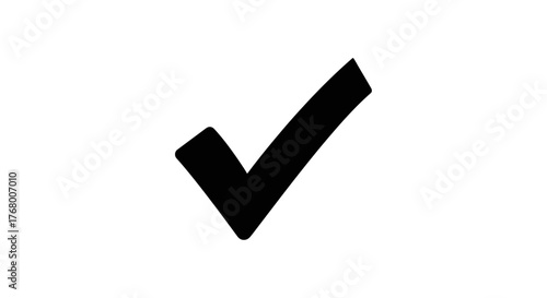 Simple Black Check Mark Symbolizing Approval Agreement or Validation.