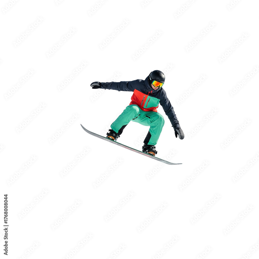 Fototapeta premium snowboarder jumping on a white