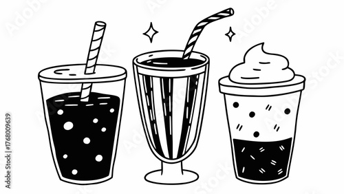 Birthday drinks set hand drawn vector illustration scalable eps icon celebration refreshments