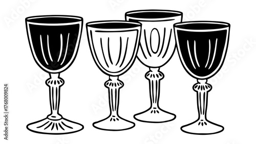 Elegant wine glass set vector illustration scalable icon for design projects